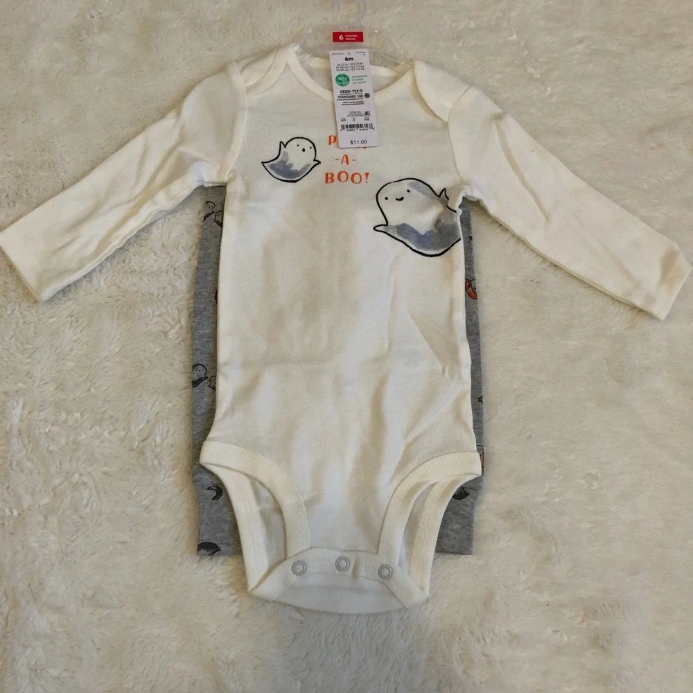 Carter's Baby Boys Girls 6 Months Halloween Ghost Long Sleeve Bodysuit Pants Set